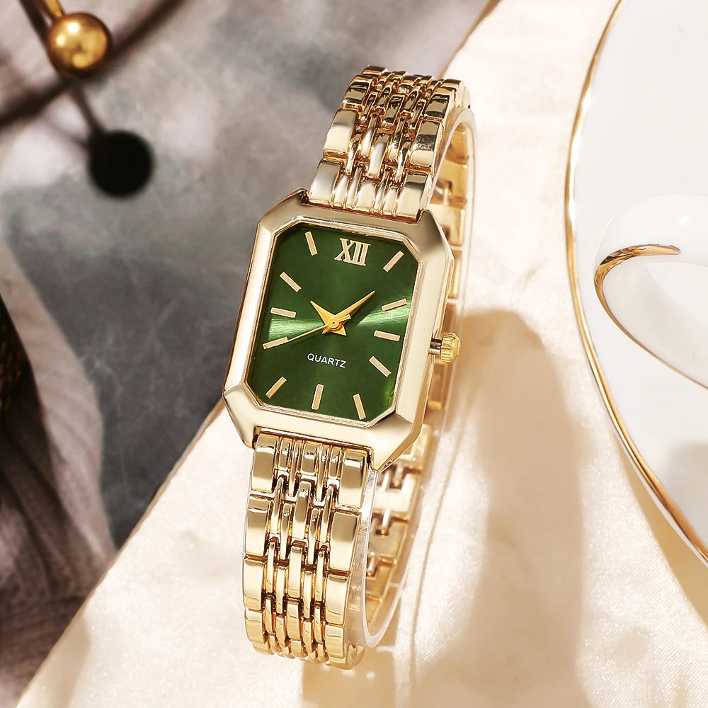 2PCS Fashion Rectangular Dial Women's Quartz Watch Love Bracelet