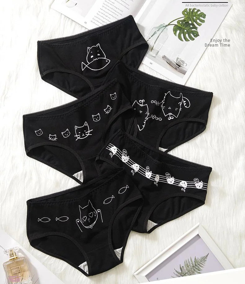 5Pcs/set Cotton Cartoon Cute Panties Girls' Short Underwear For Women Ladies Pantys Female Soft Underpants Sexy Lingerie M-XL