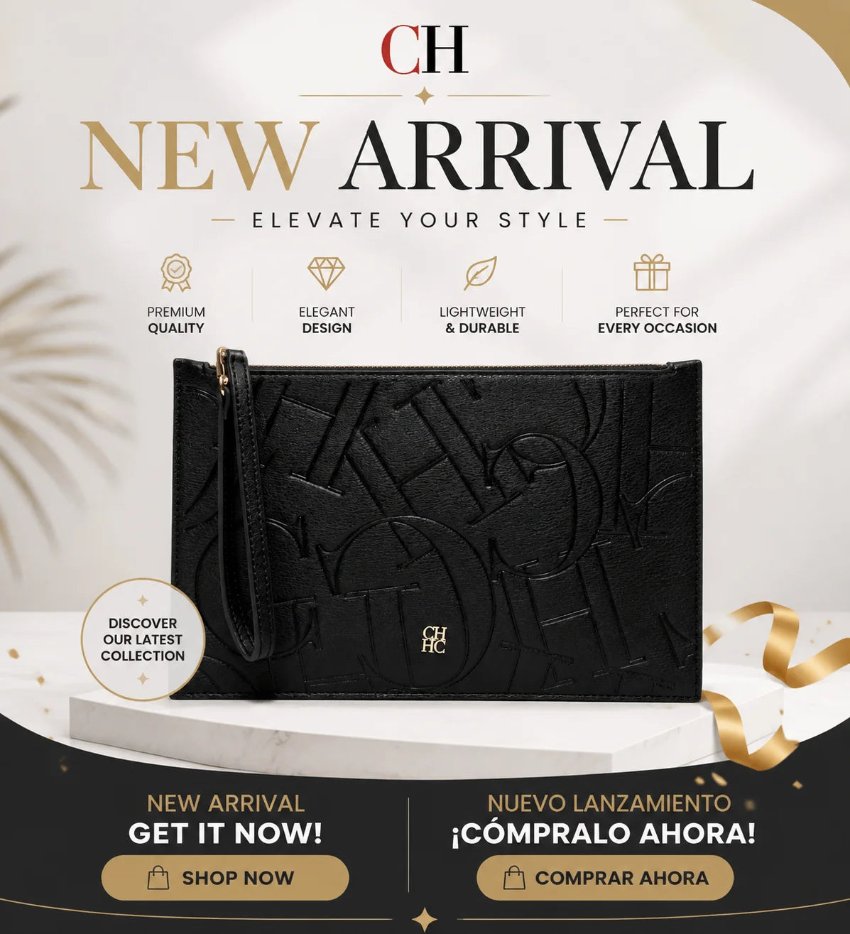 CH Women's Bag Wallet Exquisite Compact Convenient Decoration Durable Elegant Brand Design Sense Letter Decoration Zipper