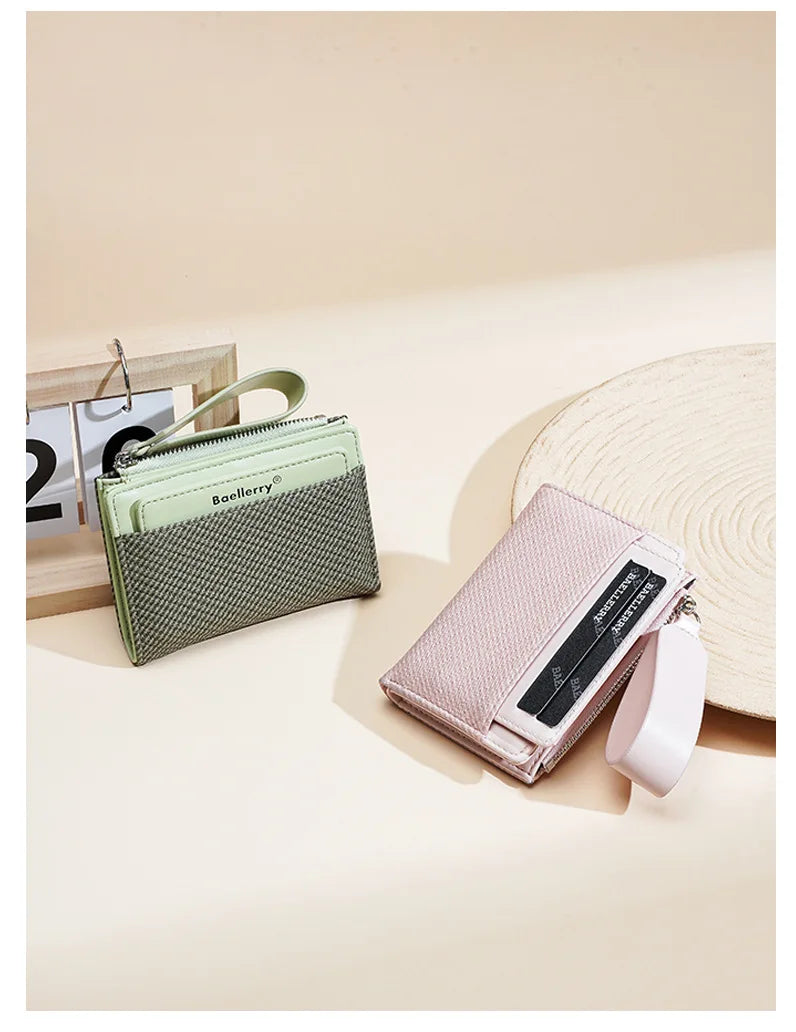 Baellerry Fashion Zipper Wallets Buckle Coin Purse Hand Women's Short Wallet Bifold Multi-slot Card Holder