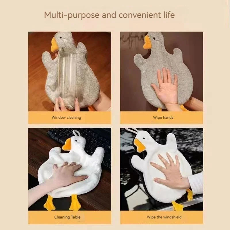 Cute Cartoon Goose Hand Towel for Kitchen and Bathroom - Hanging, Thickened, Absorbent Hand Towel