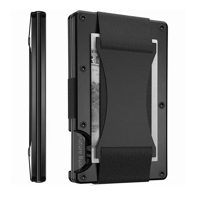 Homefish Slim RFID Blocking Aluminum Card Holder Elastic Back Pocket ID Credit Card Case Unisex Travel Mini Wallet