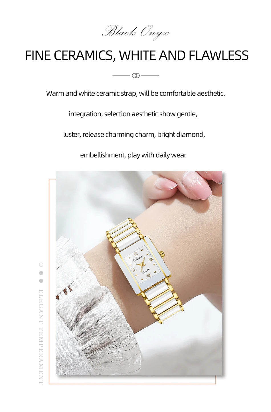 CHENXI 104A Waterproof Top Brand Luxury Couple Watches Watch for Women Men with Simulated-Ceramics Strap Relojes Para Damas