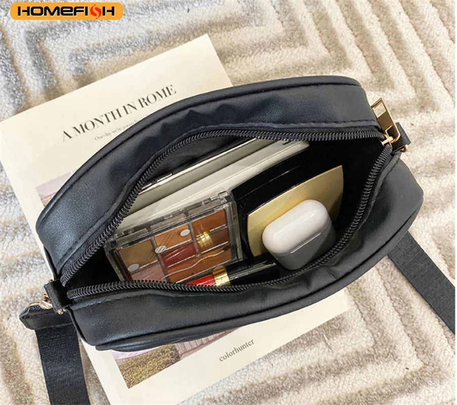 HOMEFISH High Quality PU Shoulder Bags for Woman's Handbag Simple Crossbody Casual Messenger Bag Cool Shoulder Bags Phone Bag