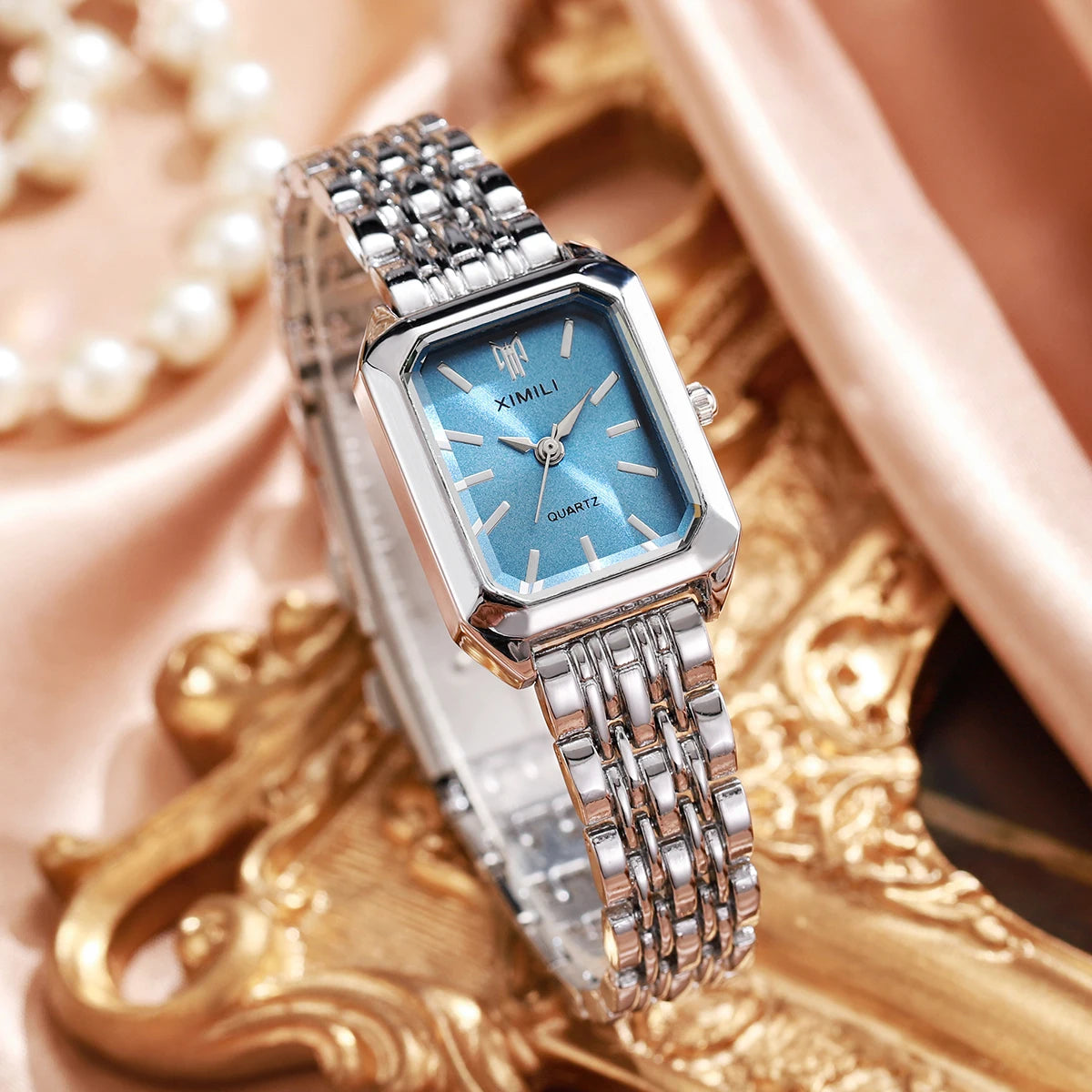 1/2/4PCS Elegant Rectangle Woman Quartz Watch Luxury Stainless Steel Band Ladies Wristwatches Relogio Feminino（Without Box）