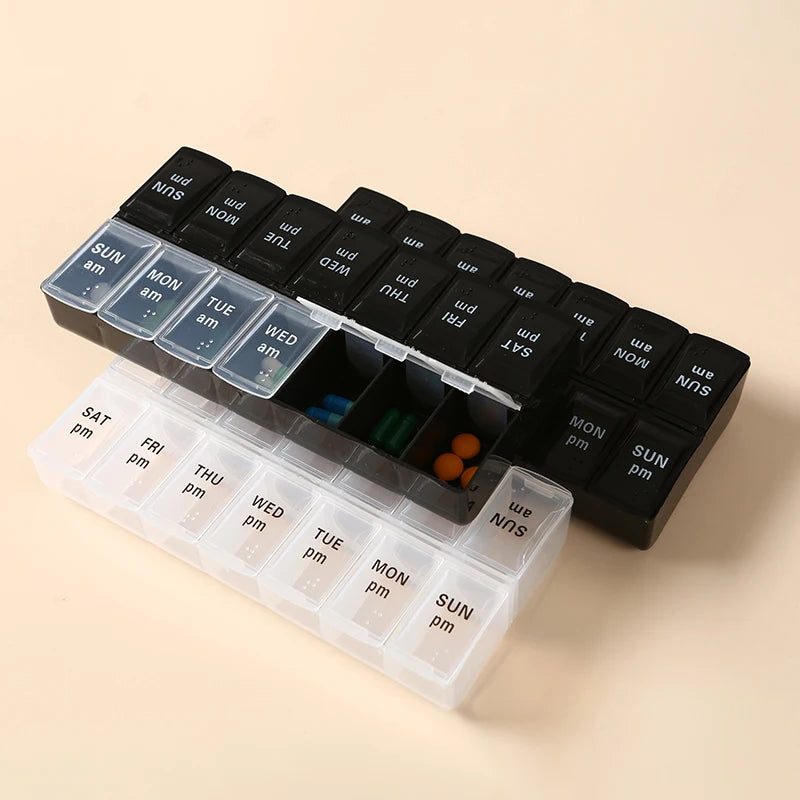 7Days a Week Pill Organizer Morning and Night Pill Holder Storage Box Splitter Travel Medicine Organizer Portable Medicine Boxes