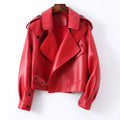 Sheepskin Coat For Women Leather Jacket Winter Spring Moto Biker Genuine Top Quality Black S7547