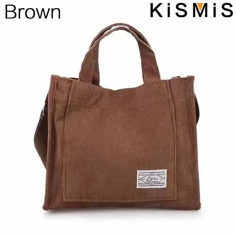 Velvet Corduroy Shoulder Bag Ladies Large Capacity Crossbody Tote Multi-Pocket Versatile Daily Fashion Purse Adjustable Strap