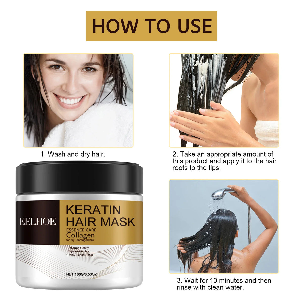 Keratin Care Hair Mask Deep Nourishing Moisturizing Repair Dry Frizz Damaged Conditioner Smoothing Hair Long-Lasting Shine Care