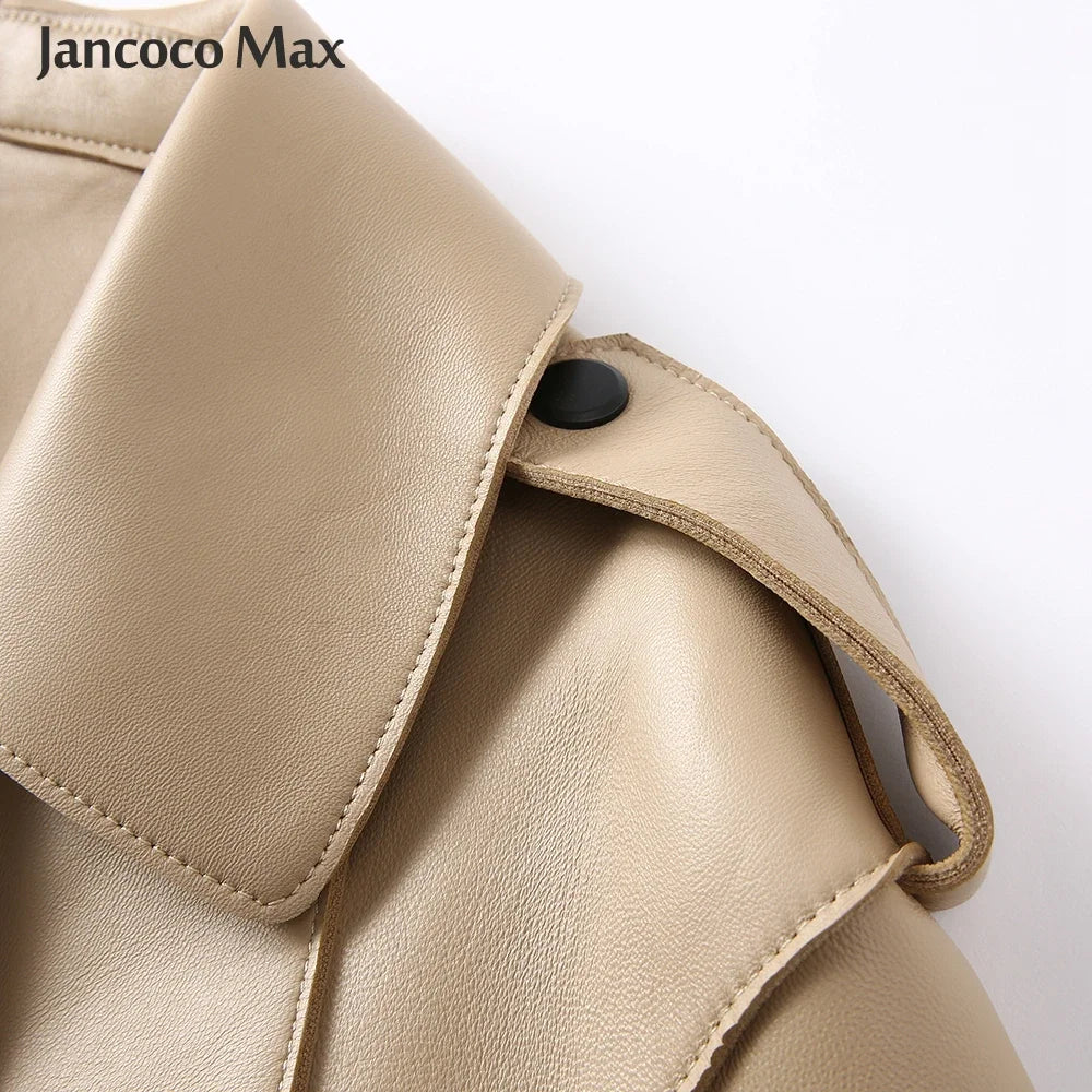 Sheepskin Coat For Women Leather Jacket Winter Spring Moto Biker Genuine Top Quality Black S7547