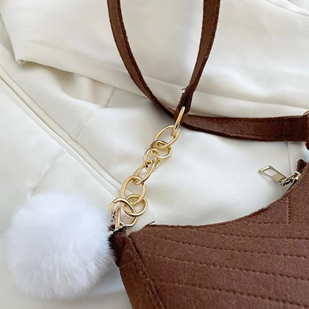 Mini Women Shoulder Bags Fashion Felt Women's Bag Advanced Design Underarm Handbags Mini Saddle Bag