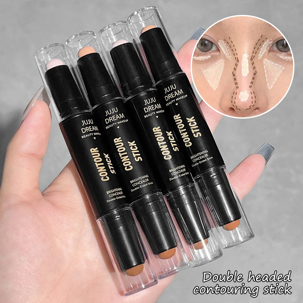 Dual-ended contour stick, facial foundation, concealer, long-lasting dark circles, correcting contour concealer, makeup