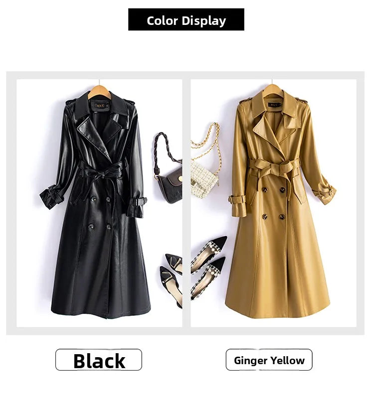 Real Leather Sheepskin Coat Women's Mid-Length Over-Knee Autumn Winter New Style Korean Version Slimming Windbreaker