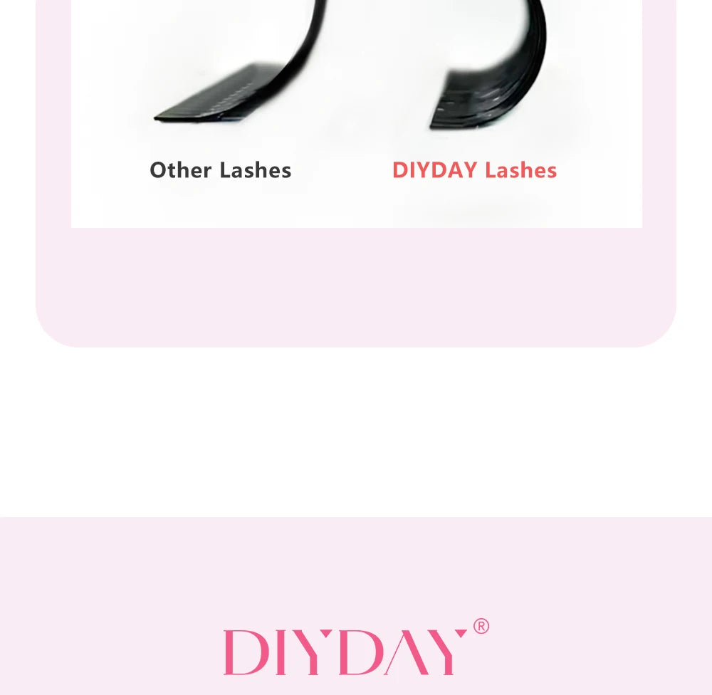 DIYDAY U-shaped YY Eyelash Extension Premium PBT Double Layer U-Shaped YY Lashes Ultra Soft Featherlight False Mink UY Eyelashes