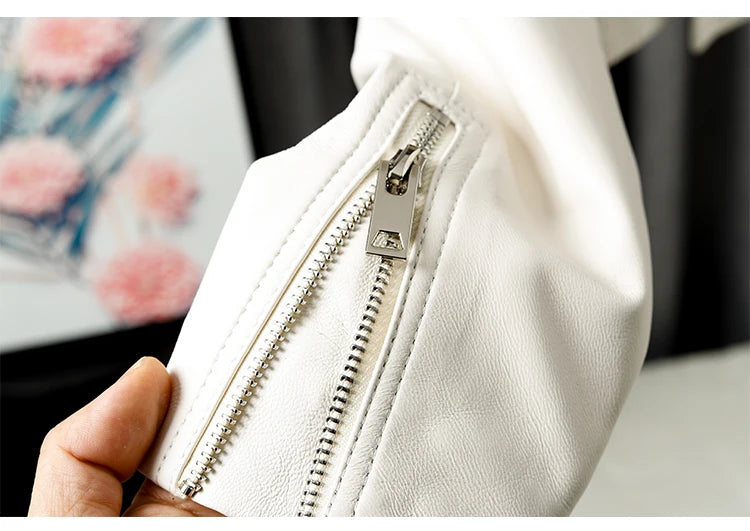 Jacket For Women 2025 New European Genuine Leather Coat Female Zipper Large Lapel Short Oversize Locotive Whtie Jaqueta Feminina