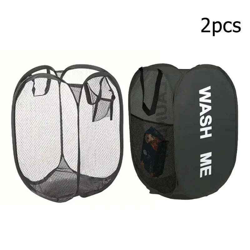 Mesh Pop-up Laundry Basket, Foldable Dirty Clothes Storage Basket, Large Capacity Storage Basket