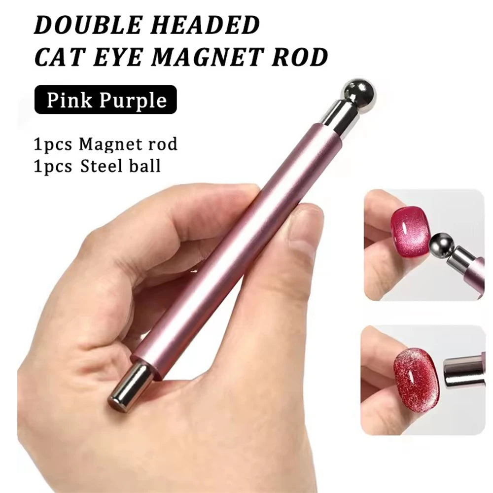1/2Pcs Cat Eye Magnetic Set Ball With Nail Magnetic Stick Tool Set Double-head Strong Magnet Pen 3D Cat Eye Gel Nail Supplies
