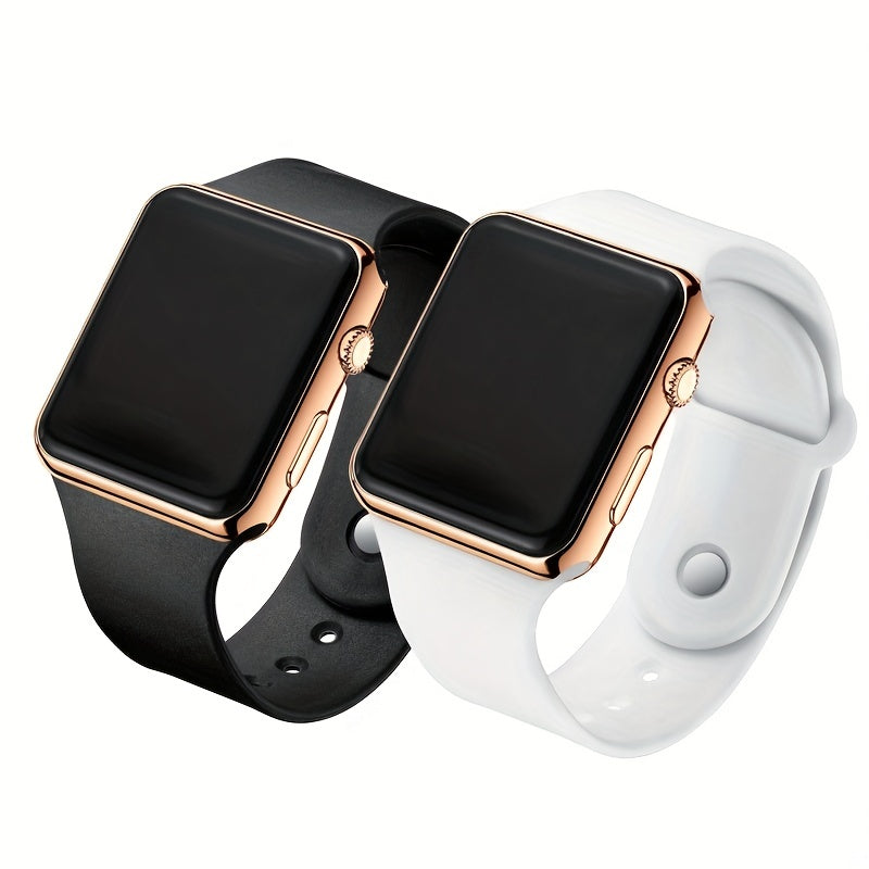 2pcs Couples Watch LED Display Electronic Watch Sports Silicone Digital Wrist Watch For Women Men Valentines Gift For Her Him