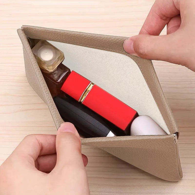 Self-Closing Artificial Leather Long Wallet Passport Driver's License ID Holder Headphone Data Cable Storage Cash Pouch