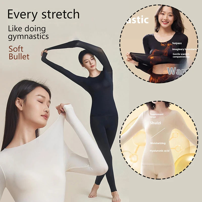 Women's Thermal Underwear Winter Clothes Seamless Thick Double Layer Warm Lingerie Women Thermal Clothing Set Woman 2 Pieces