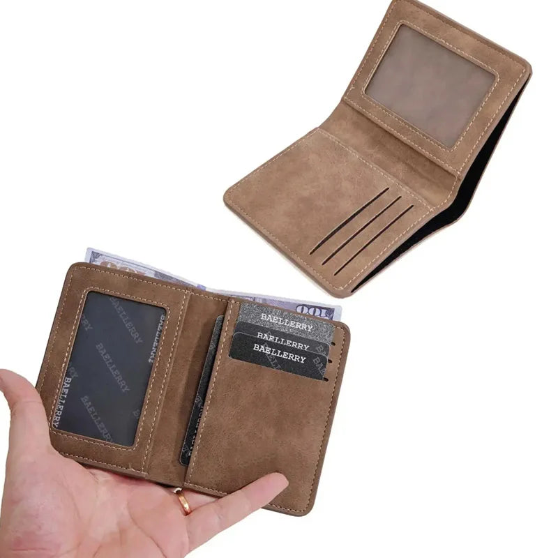 Thin Sanded Leather Multi-Card Driver's License Card Holder Simple Casual New Business Multi-Function Bifold Men's Short Wallet