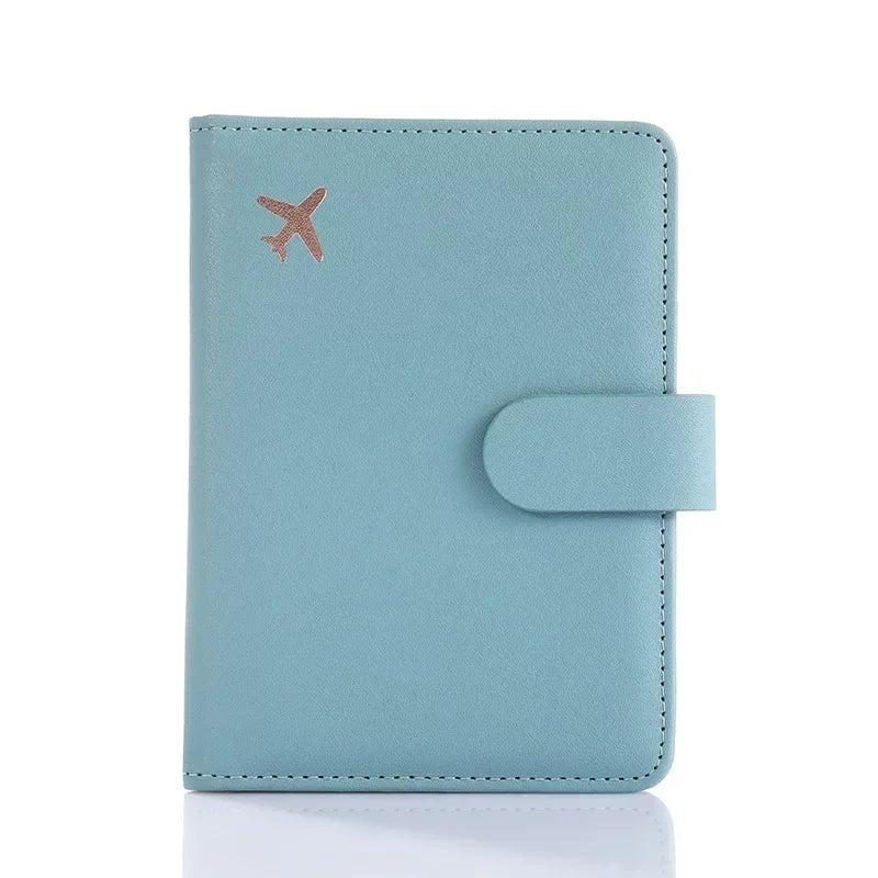 RFID Blocking Waterproof Leather Passport Holder Travel Credit Card Wallet Passport Book for Women Men Buckle Passport Cover