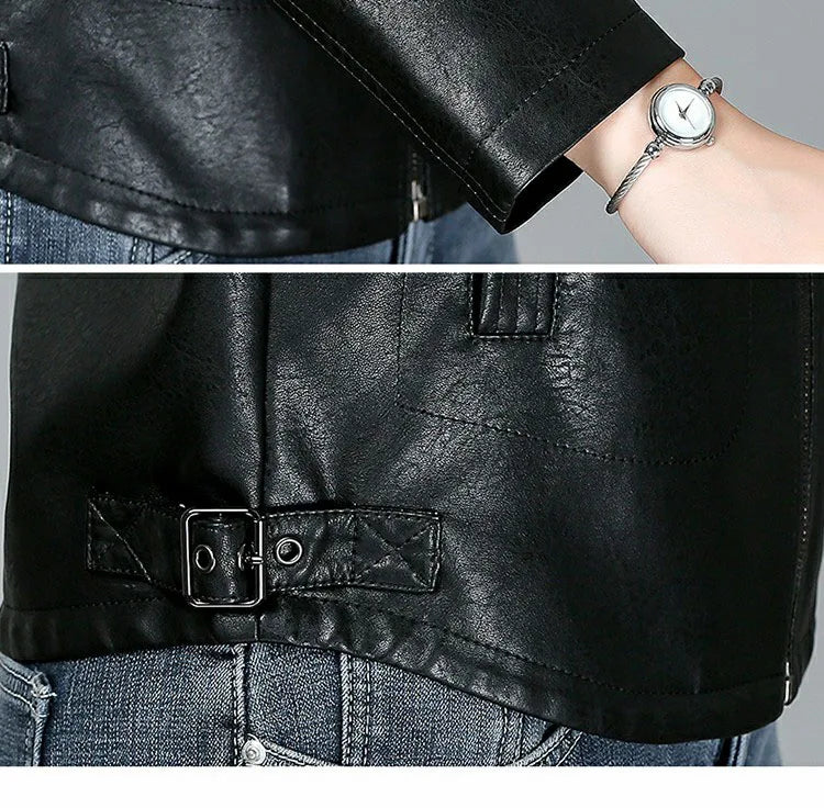 New Women Sheepskin Jacket Spring Autumn 2025 Fashion Casual Long Sleeve Short Zipper Leather Coat Loose Split Leather Outerwear