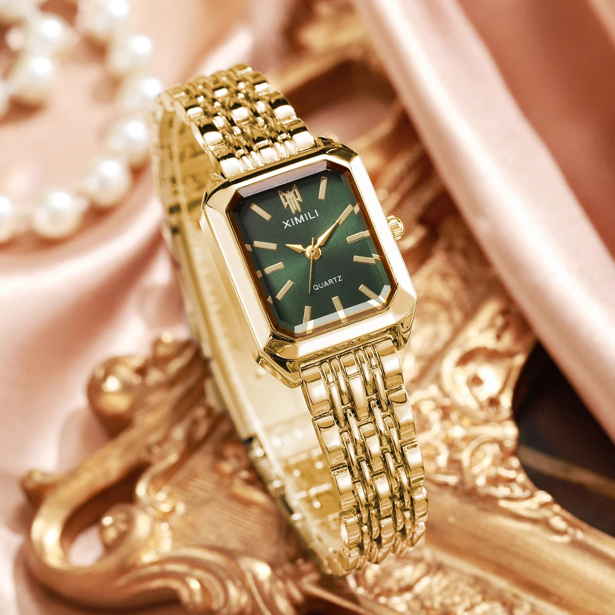 1/2/4PCS Elegant Rectangle Woman Quartz Watch Luxury Stainless Steel Band Ladies Wristwatches Relogio Feminino（Without Box）