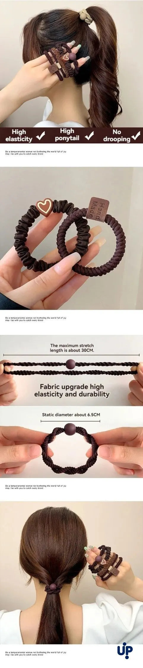 10PCS Headband Leather Band Female High Ponytail Holster Hair Accessories Simple High Elasticity Durable Rubber Band Hair Circle