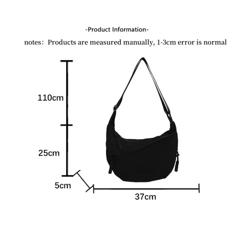 Women'S Simple Solid Color Canvas Dumpling Bag Casual Handbag Personalized Men'S Shoulder Bag Daily Use