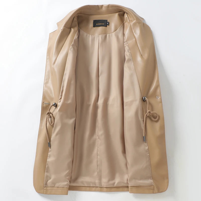 M-2XL Women Split Sheepskin Blazer Jacket Coats 2025 Spring Mid Length Chic Single Button Casual Ladies Split Leather Outwear
