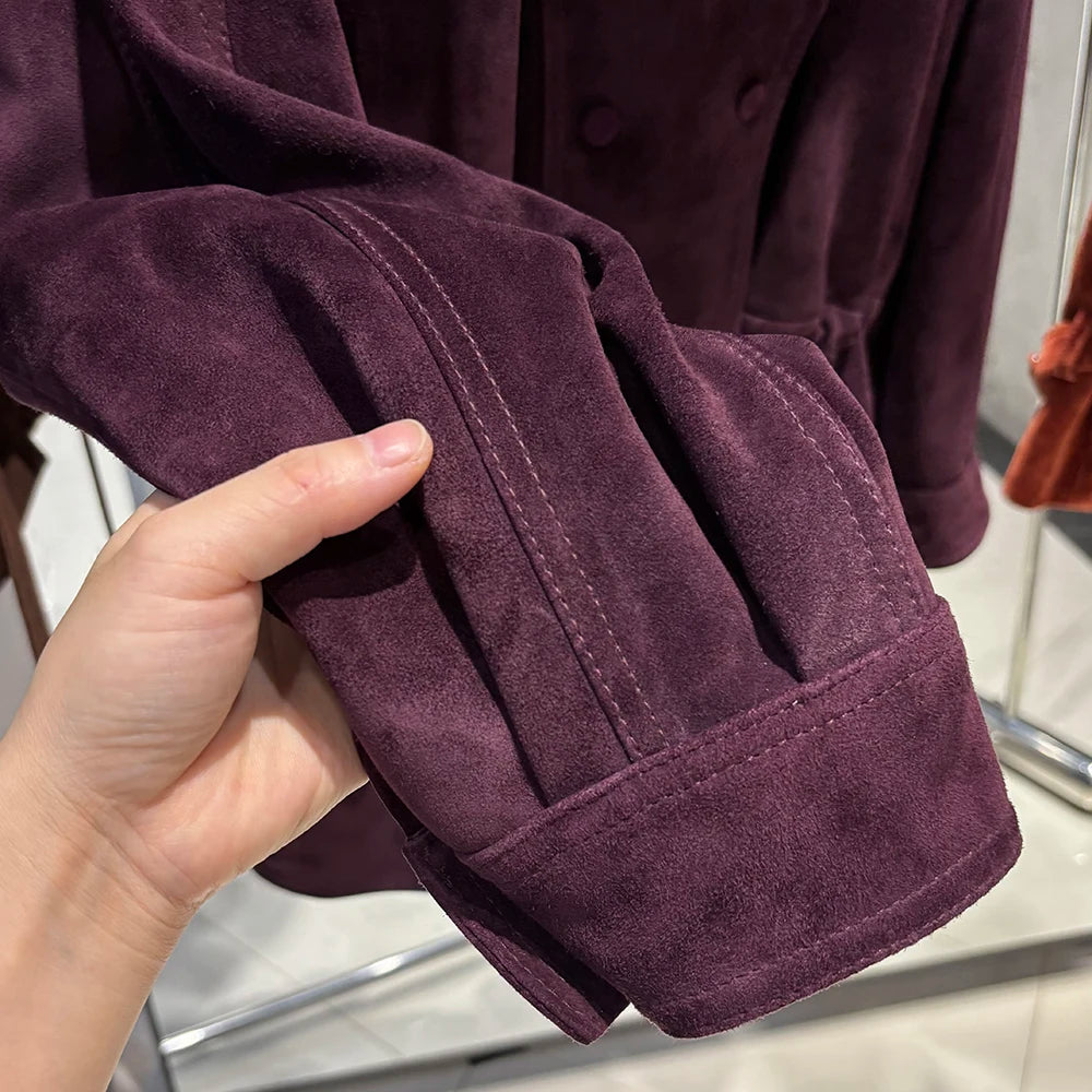 YOLOAgain 2025 Autumn Oversized Leather Jacket Coat Women High Quality Suede Jacket