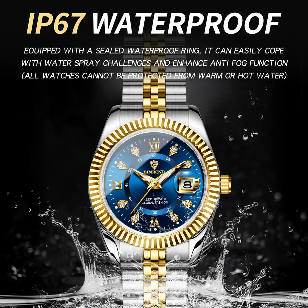 BINBOND Quartz Watches For Women Luminous Waterproof Stainless Steel Ladies Watch Montre Femme Luxe De Marque Reloj With Box