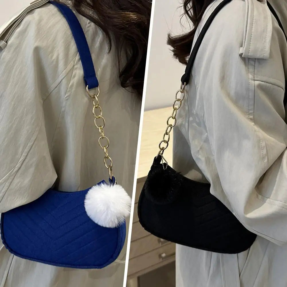 Mini Women Shoulder Bags Fashion Felt Women's Bag Advanced Design Underarm Handbags Mini Saddle Bag