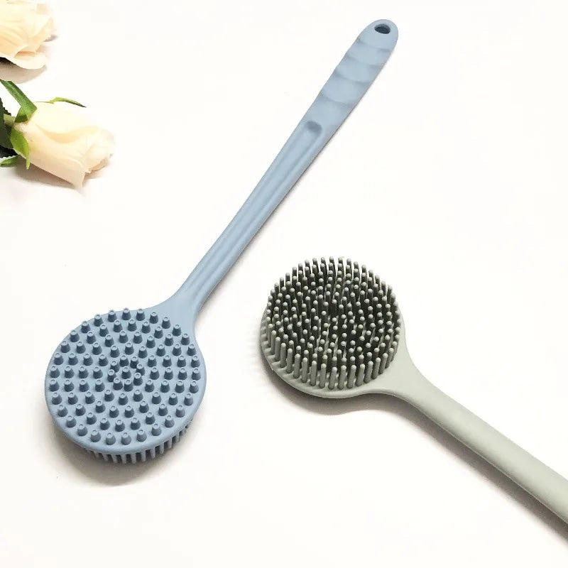 Silicone Body Scrubber Back Brush for Shower Long Handle Body Deep Cleansing and Exfoliating Massage Double-Sided Soft Bristles
