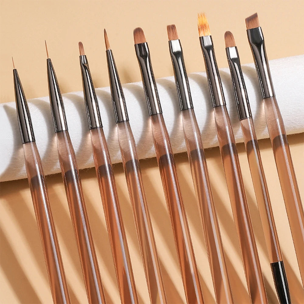9 Pack Gray Nail Art Brushes Set Nail Art Tools Suitable for Gel Nail Polish And Nail Art Designs Perfect for Home DIY