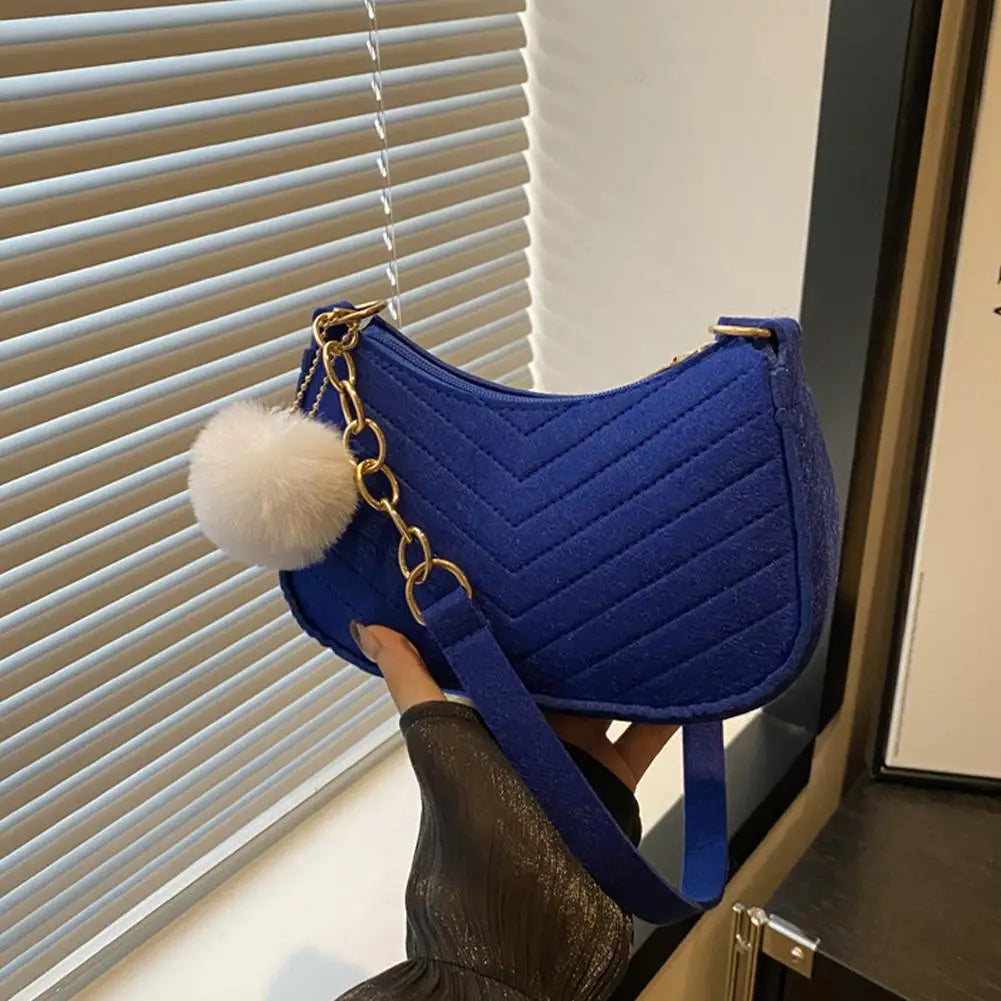 Mini Women Shoulder Bags Fashion Felt Women's Bag Advanced Design Underarm Handbags Mini Saddle Bag