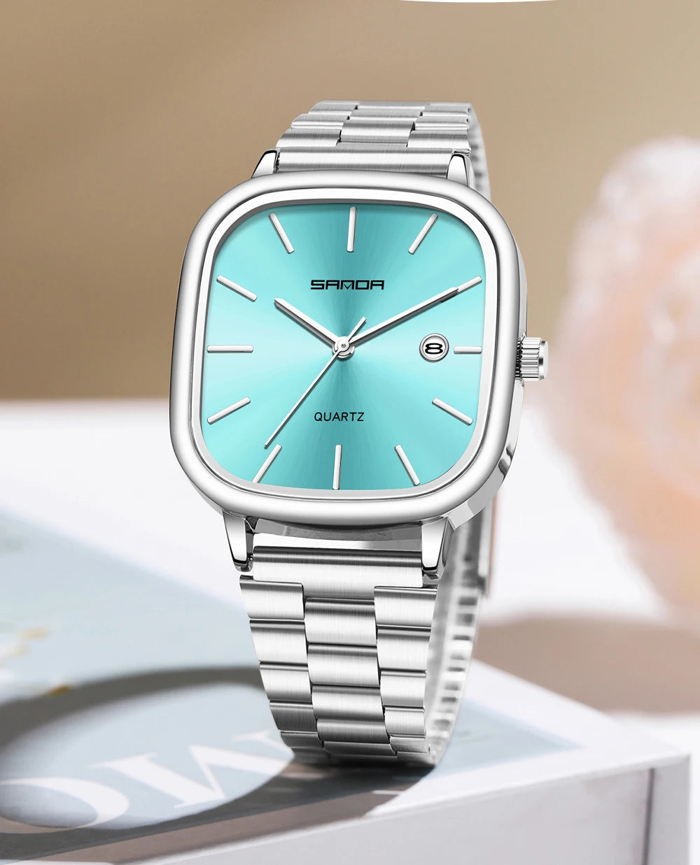 Sanda 2026 Couple Quartz Watch Men's and Women's Square Watch 3ATM Waterproof Calendar Simple and Elegant Women's Watch 3278