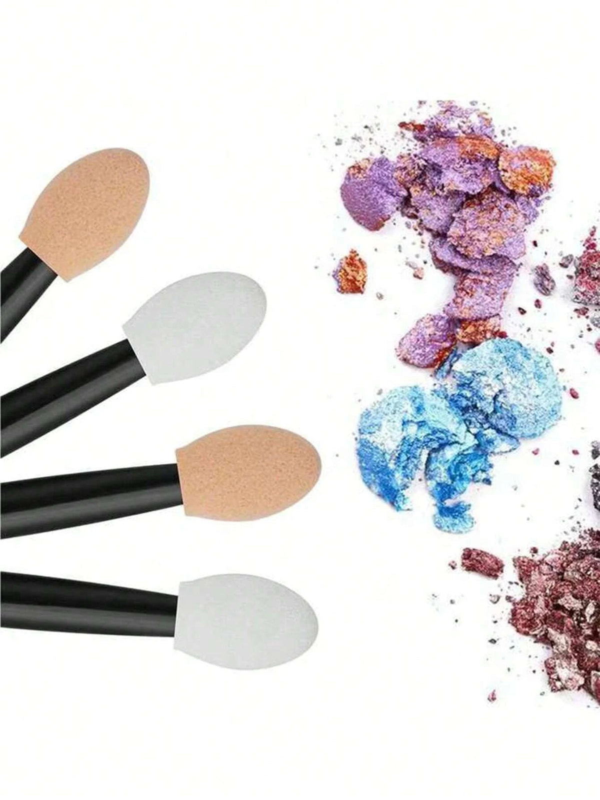 100/200Pcs Double-Headed Eyeshadow Brush, Disposable Dual Sided Eyeshadow Brush Double Ended Sponge Applicator Oval Tipped