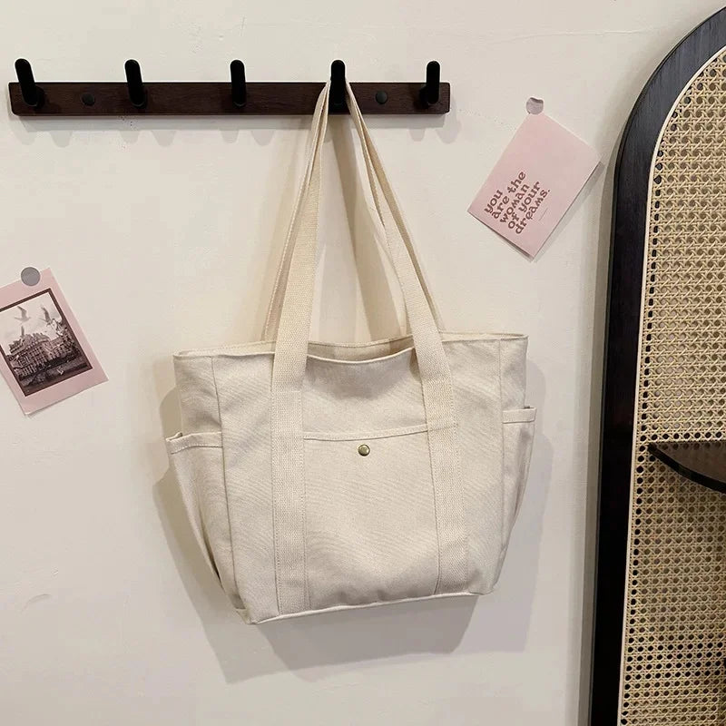 Versatile Forest Style Women'S Canvas Shoulder Bag Large Capacity Book Storage Student Bag For Classroom Travel Daily Use Durabl
