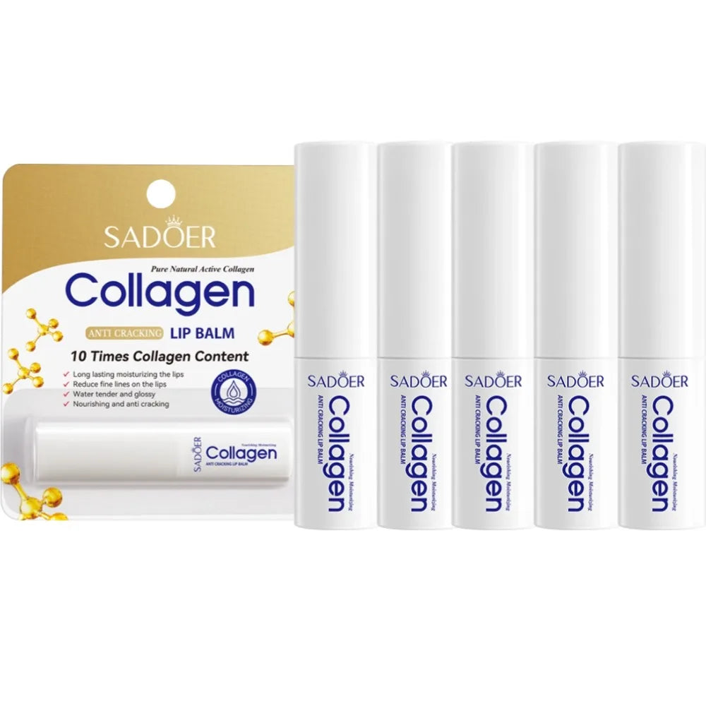 SADOER Collagen Moisturizing Lip Balm Nourishing Anti-Cracked Long-Lasting Hydration 1/2/3/5PCS Stick Lip Skin Care