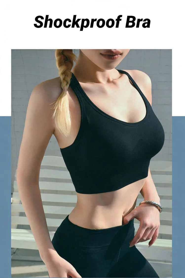 Sports Seamless Comfy & Breathable Push Up Yoga Tank Bra Top Women Gym Corset Crop Fitness Hollow Sexy Running Athletic Sportswe