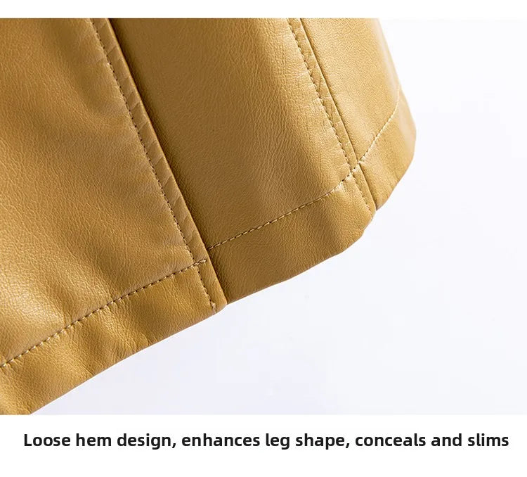 Real Leather Sheepskin Coat Women's Mid-Length Over-Knee Autumn Winter New Style Korean Version Slimming Windbreaker