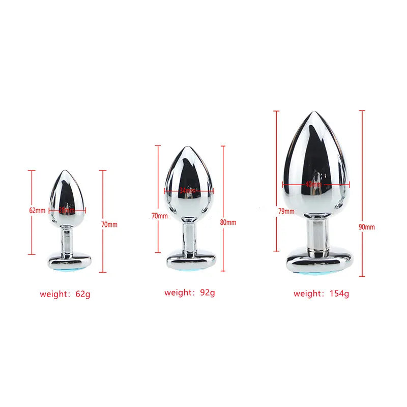 Stainless Metal Anal Plug With Gem Base Heart Shaped Circular Anal Plug G-point Massage Sexual Wellness for Men Women Anal Train
