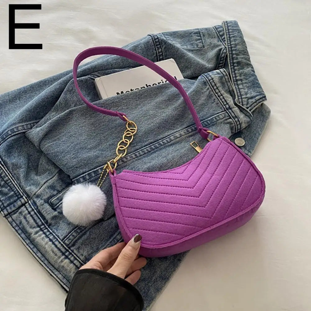 Mini Women Shoulder Bags Fashion Felt Women's Bag Advanced Design Underarm Handbags Mini Saddle Bag