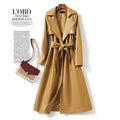 Vintage Wine Red Women's Split Sheep Leather Trench Coats Fashion Double-breasted Lace-up Belt Ladies Mid Long Sheepskin Outwear