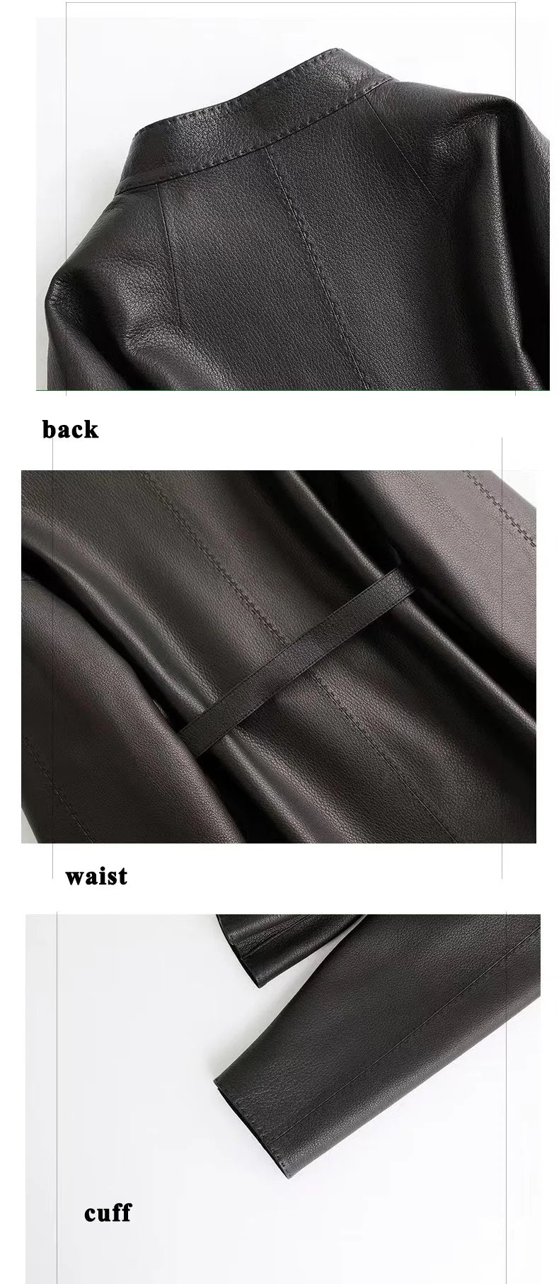 Japanese Style 2025 New Sheepskin Leather Coat for Women Elegant Square Neck Veins Skin Belt Short Jackets Coffee Jaqueta Couro