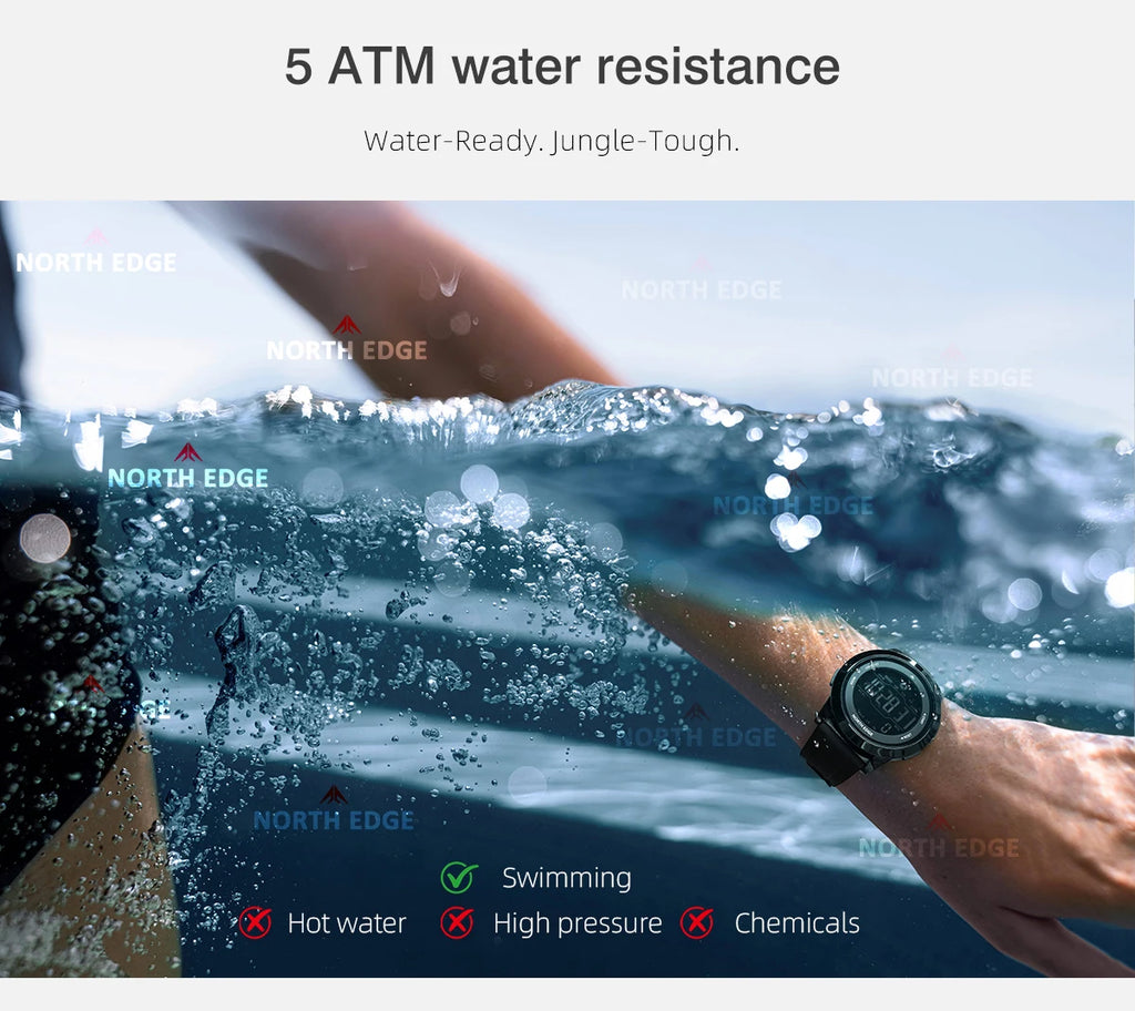 NORTH EDGE APOLLO Luxury Men Women Digital Watch Waterproof 50M Sports Watches Dual Time Pedometer Alarm Clock Couple's Watches