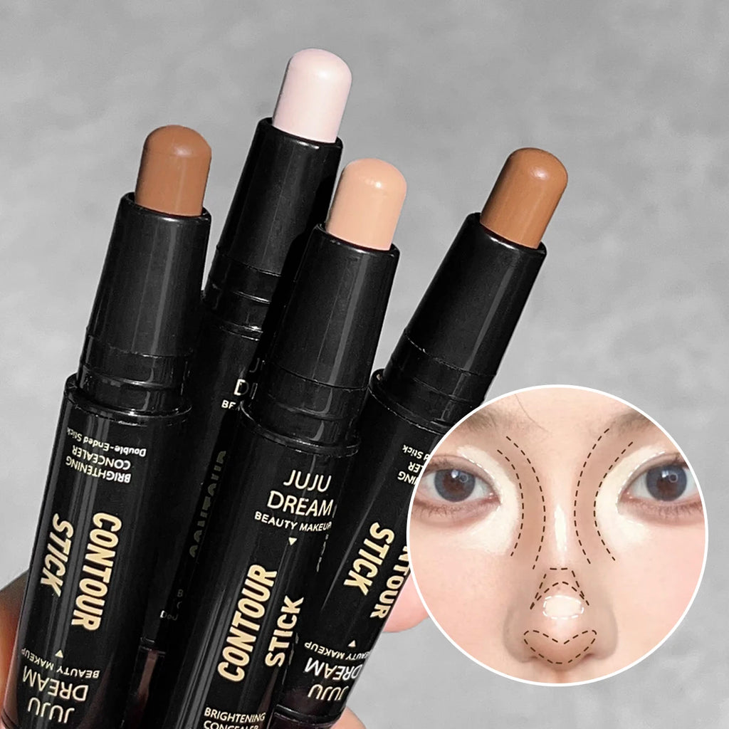 Dual-ended contour stick, facial foundation, concealer, long-lasting dark circles, correcting contour concealer, makeup