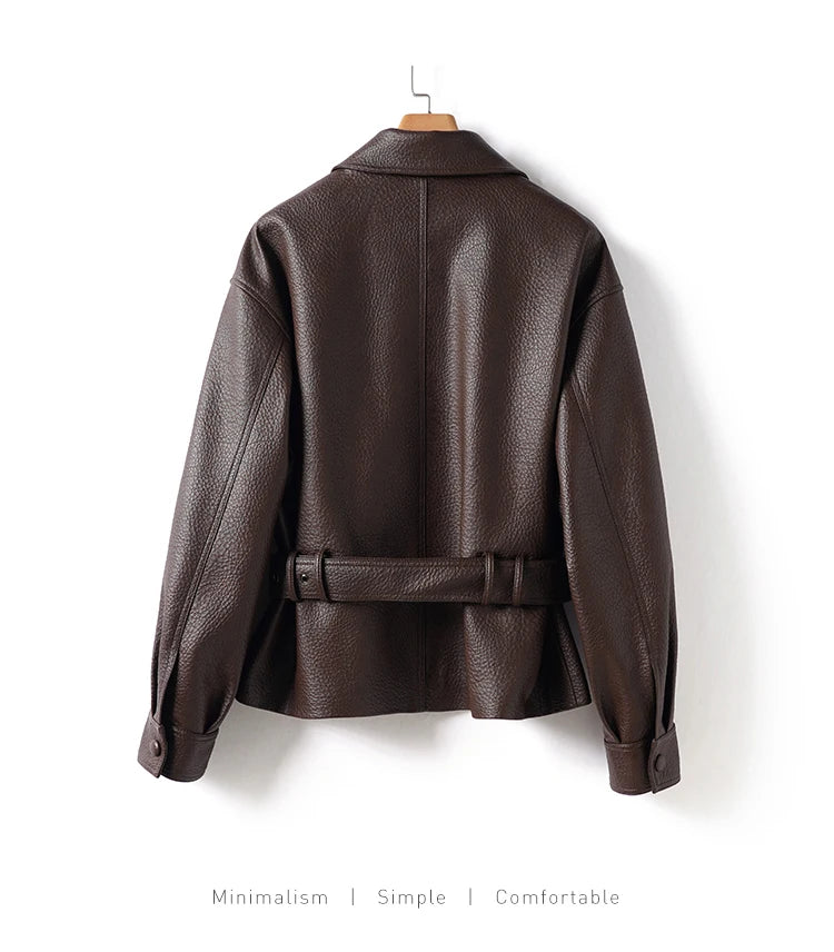 fashion genuine leather jacket woman, 2025 autumn sheepskin coat